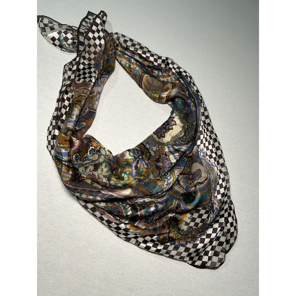 Vtg Original Christian Fischbacher Multi Color 35" x 35" Scarf Silk